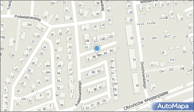 Częstochowa, Kołakowskiego Jerzego, prof., 8C, mapa Częstochowy