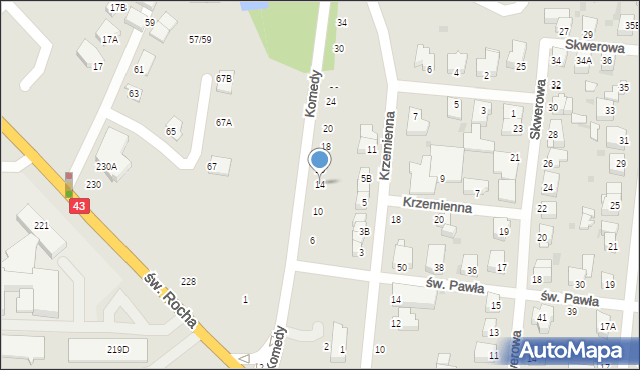 Częstochowa, Komedy Krzysztofa, 14, mapa Częstochowy