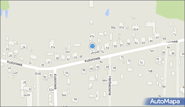 Częstochowa, Kolorowa, 47, mapa Częstochowy