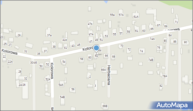 Częstochowa, Kolorowa, 62, mapa Częstochowy