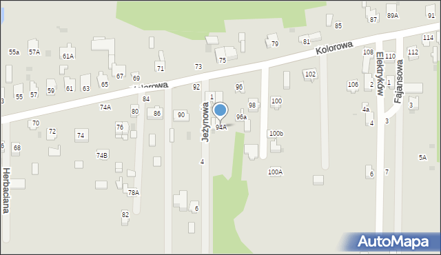 Częstochowa, Kolorowa, 94A, mapa Częstochowy