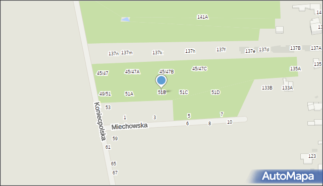 Częstochowa, Koniecpolska, 51B, mapa Częstochowy