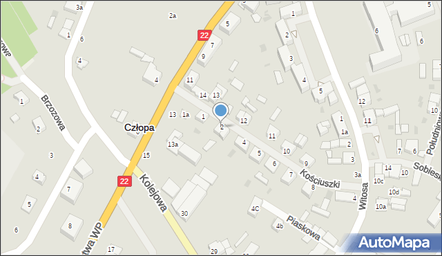 Człopa, Kościuszki Tadeusza, gen., 2, mapa Człopa