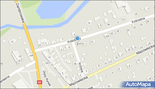 Czyżew, Kościelna, 8, mapa Czyżew