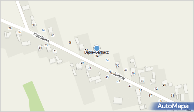 Dąbie, Kościelna, 54, mapa Dąbie