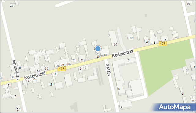 Dąbie, Kościuszki Tadeusza, gen., 20, mapa Dąbie
