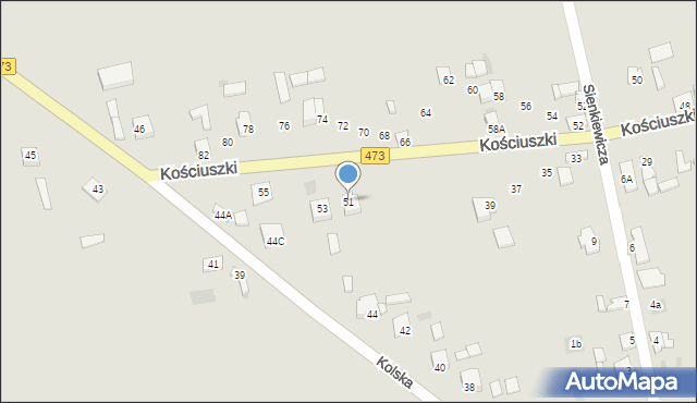Dąbie, Kościuszki Tadeusza, gen., 51, mapa Dąbie
