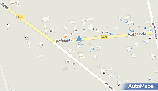 Dąbie, Kościuszki Tadeusza, gen., 55, mapa Dąbie