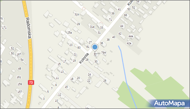 Dąbrowa, Kolonia, 32, mapa Dąbrowa