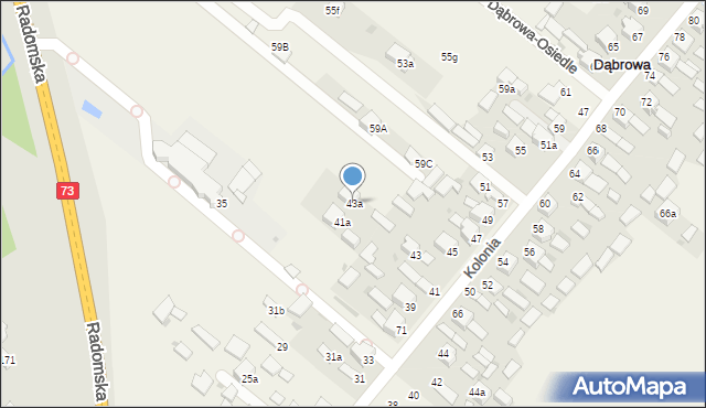 Dąbrowa, Kolonia, 43a, mapa Dąbrowa