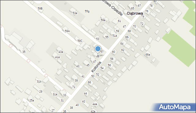 Dąbrowa, Kolonia, 49, mapa Dąbrowa