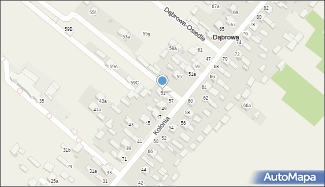 Dąbrowa, Kolonia, 51, mapa Dąbrowa