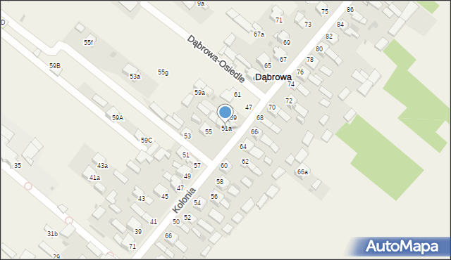 Dąbrowa, Kolonia, 57, mapa Dąbrowa