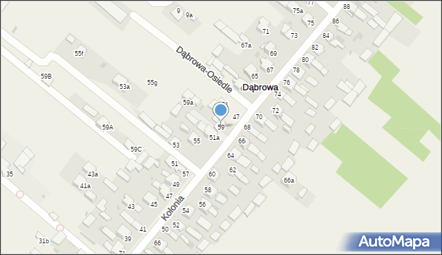 Dąbrowa, Kolonia, 59, mapa Dąbrowa