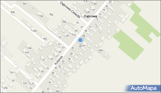 Dąbrowa, Kolonia, 62, mapa Dąbrowa