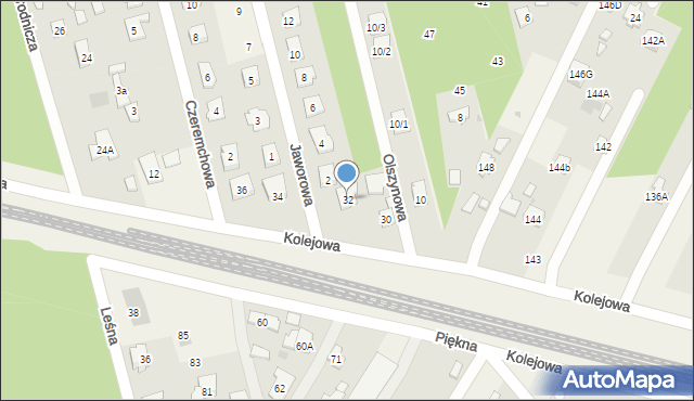 Dąbrowa Chotomowska, Kolejowa, 32, mapa Dąbrowa Chotomowska