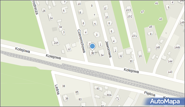 Dąbrowa Chotomowska, Kolejowa, 36, mapa Dąbrowa Chotomowska