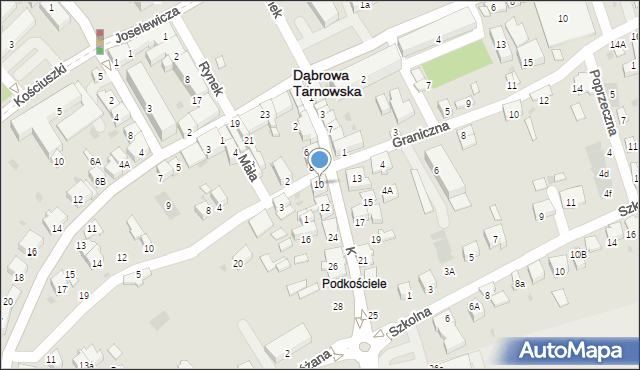 Dąbrowa Tarnowska, Kościelna, 10, mapa Dąbrowa Tarnowska