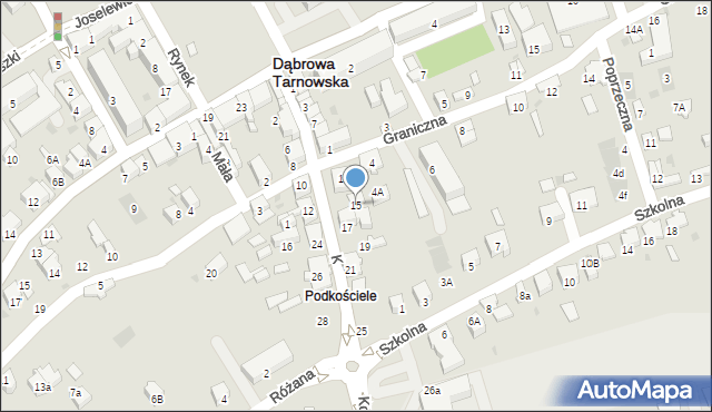 Dąbrowa Tarnowska, Kościelna, 15, mapa Dąbrowa Tarnowska