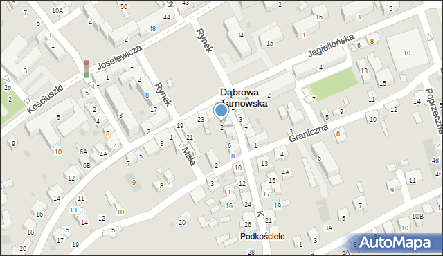Dąbrowa Tarnowska, Kościelna, 2, mapa Dąbrowa Tarnowska