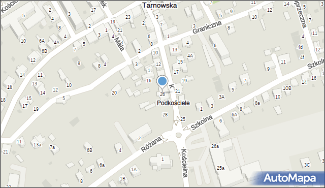 Dąbrowa Tarnowska, Kościelna, 26, mapa Dąbrowa Tarnowska