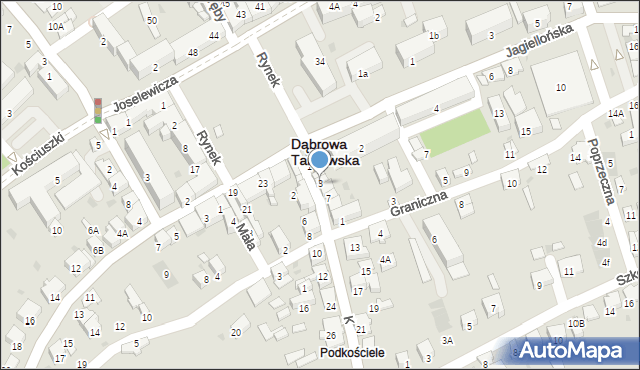 Dąbrowa Tarnowska, Kościelna, 3, mapa Dąbrowa Tarnowska