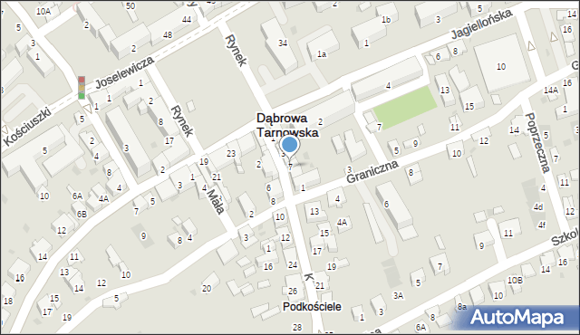 Dąbrowa Tarnowska, Kościelna, 7, mapa Dąbrowa Tarnowska