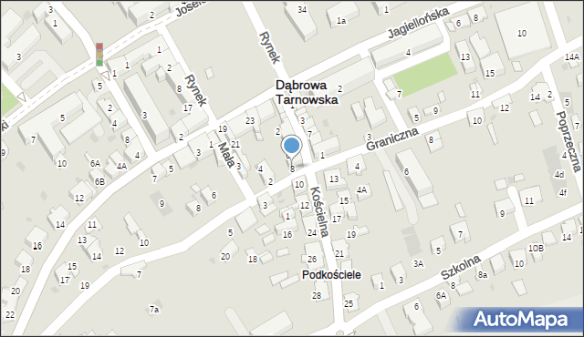 Dąbrowa Tarnowska, Kościelna, 8, mapa Dąbrowa Tarnowska