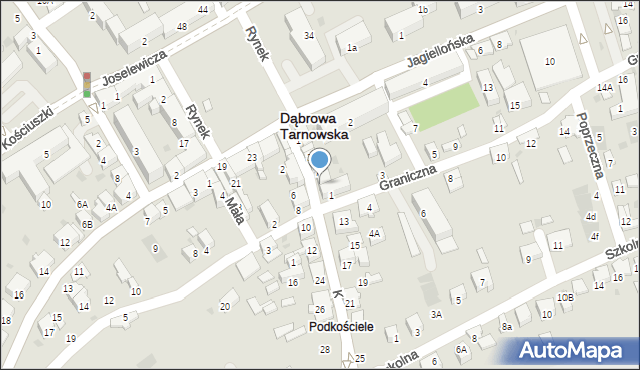 Dąbrowa Tarnowska, Kościelna, 9, mapa Dąbrowa Tarnowska