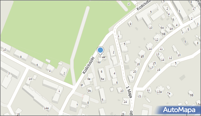 Dąbrowa Tarnowska, Kościuszki Tadeusza, gen., 9c, mapa Dąbrowa Tarnowska