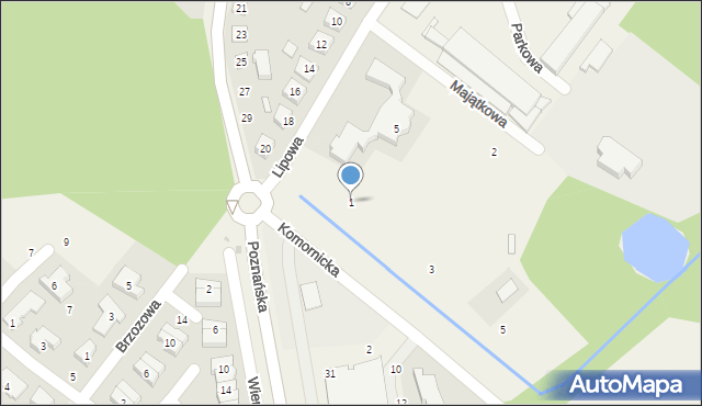 Dąbrówka, Komornicka, 1, mapa Dąbrówka