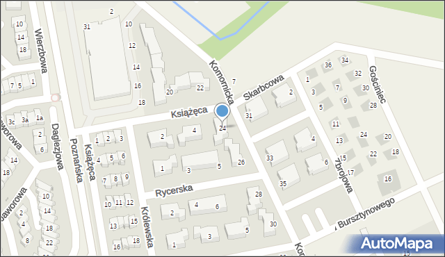 Dąbrówka, Komornicka, 24, mapa Dąbrówka