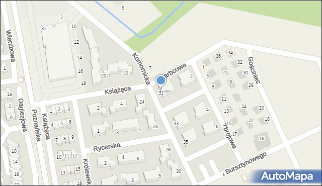 Dąbrówka, Komornicka, 31, mapa Dąbrówka