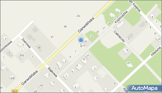 Dąbrówka-Ług, Kopciuszka, 9, mapa Dąbrówka-Ług