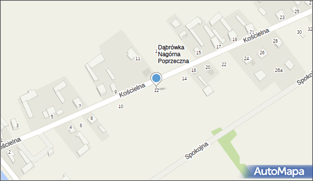 Dąbrówka Nagórna, Kościelna, 12, mapa Dąbrówka Nagórna