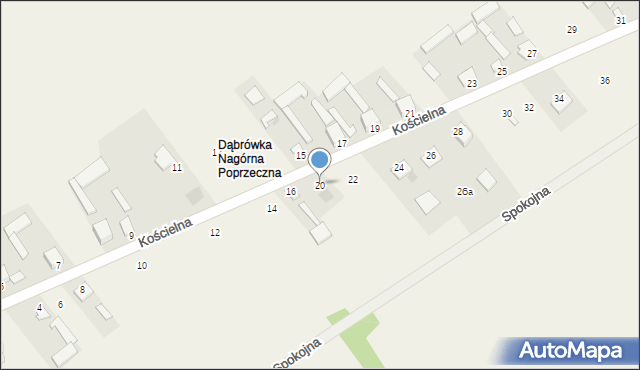 Dąbrówka Nagórna, Kościelna, 20, mapa Dąbrówka Nagórna