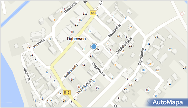 Dąbrówno, Kościuszki Tadeusza, gen., 9b, mapa Dąbrówno