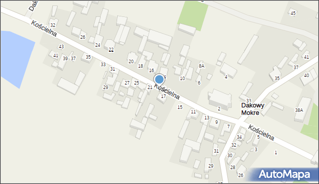 Dakowy Mokre, Kościelna, 19, mapa Dakowy Mokre
