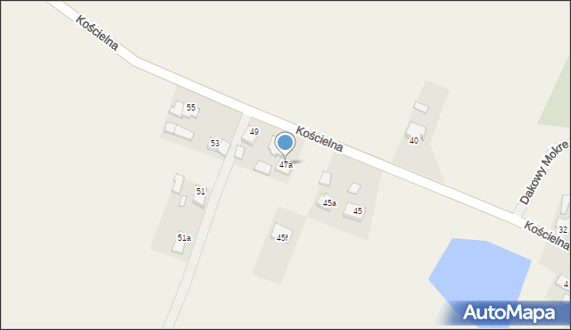 Dakowy Mokre, Kościelna, 47a, mapa Dakowy Mokre