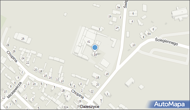 Daleszyce, Kościelna, 14, mapa Daleszyce
