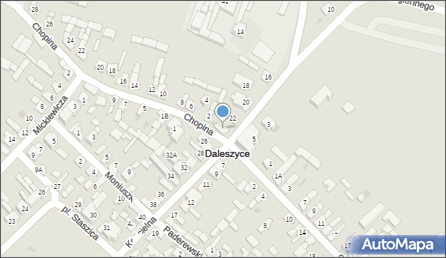 Daleszyce, Kościelna, 24, mapa Daleszyce