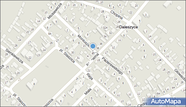 Daleszyce, Kościelna, 40, mapa Daleszyce