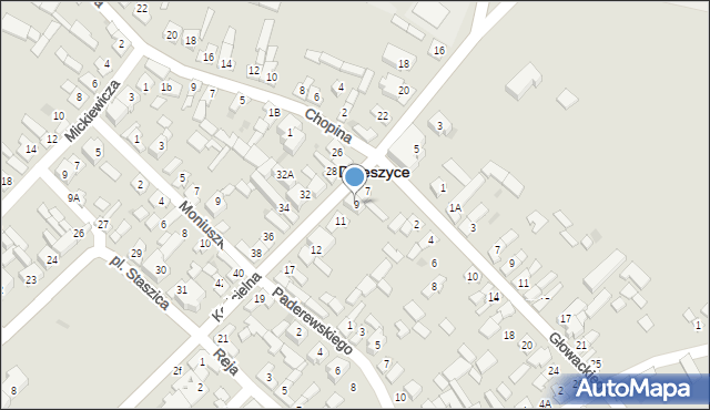 Daleszyce, Kościelna, 9, mapa Daleszyce