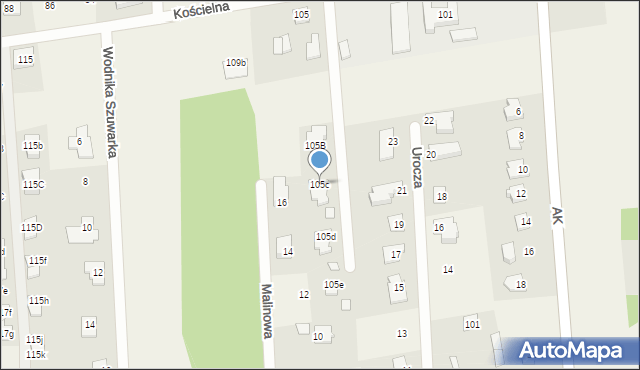 Dębe Wielkie, Kościelna, 105c, mapa Dębe Wielkie