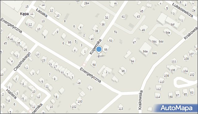 Dębica, Kopernika Mikołaja, 57, mapa Dębicy