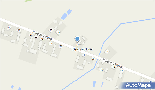 Dębiny, Kolonia Dębiny, 37, mapa Dębiny