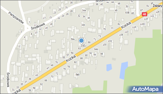 Dęblin, Kocka, 65, mapa Dęblin