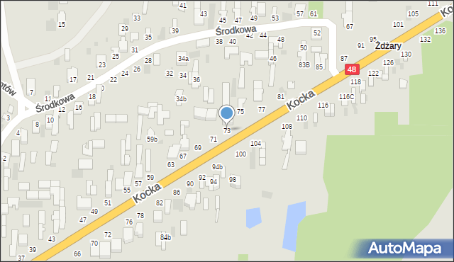 Dęblin, Kocka, 73, mapa Dęblin