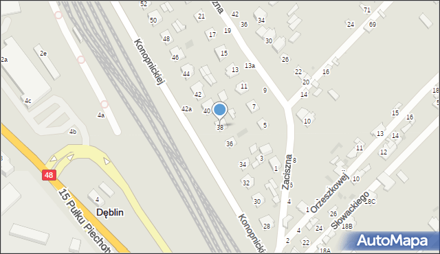 Dęblin, Konopnickiej Marii, 38, mapa Dęblin