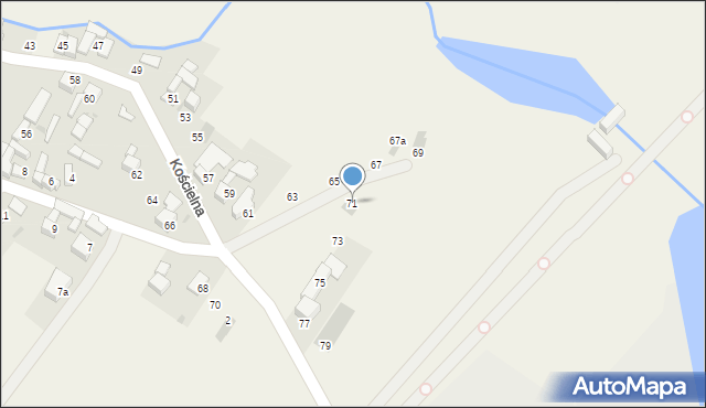 Dębno, Kościelna, 71, mapa Dębno